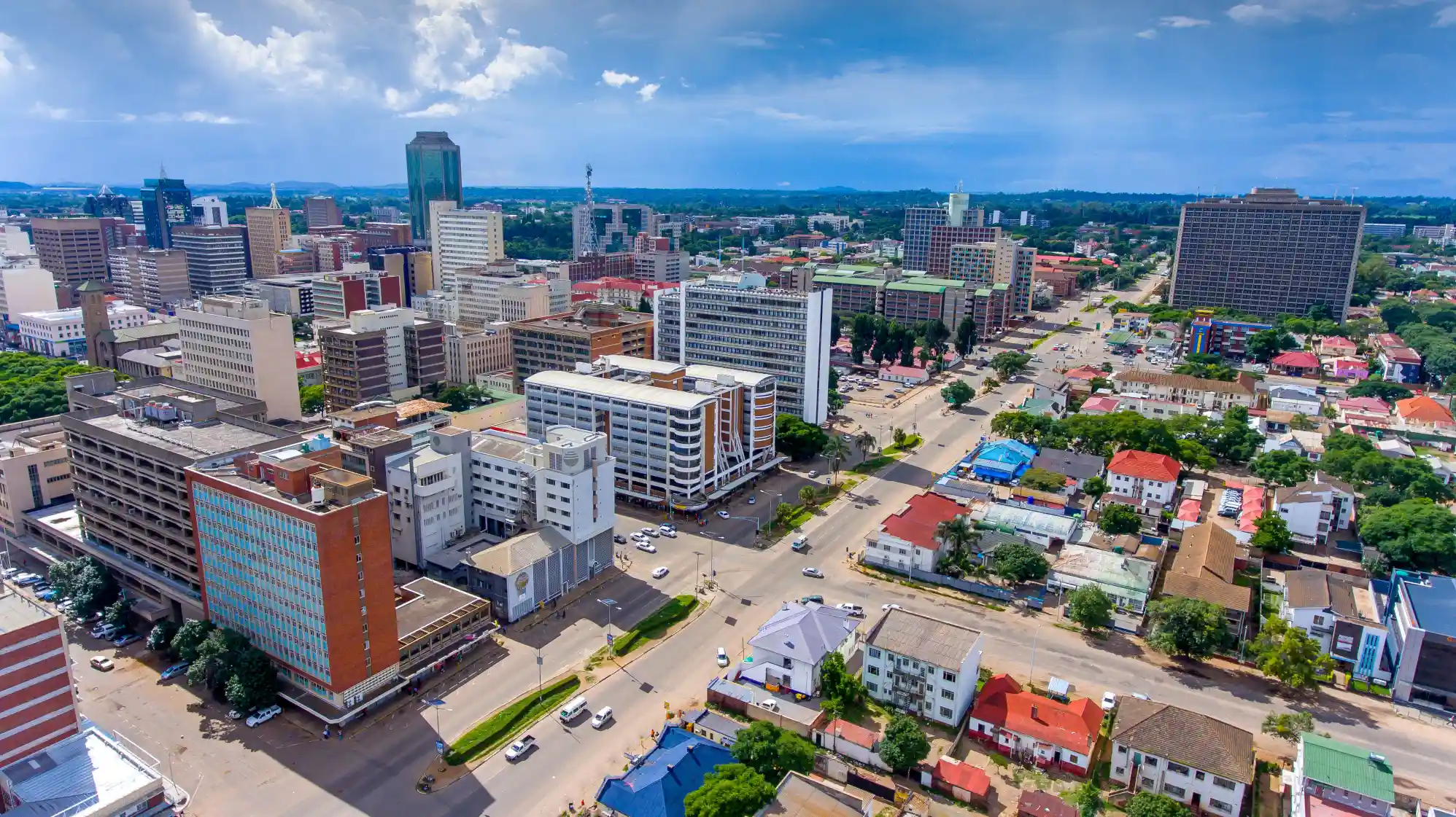 Aerial view of the Harare city skyline